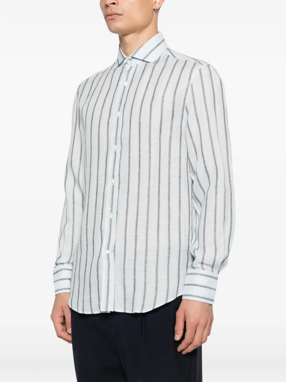 Brunello Cucinelli Gestreept overhemd Blauw