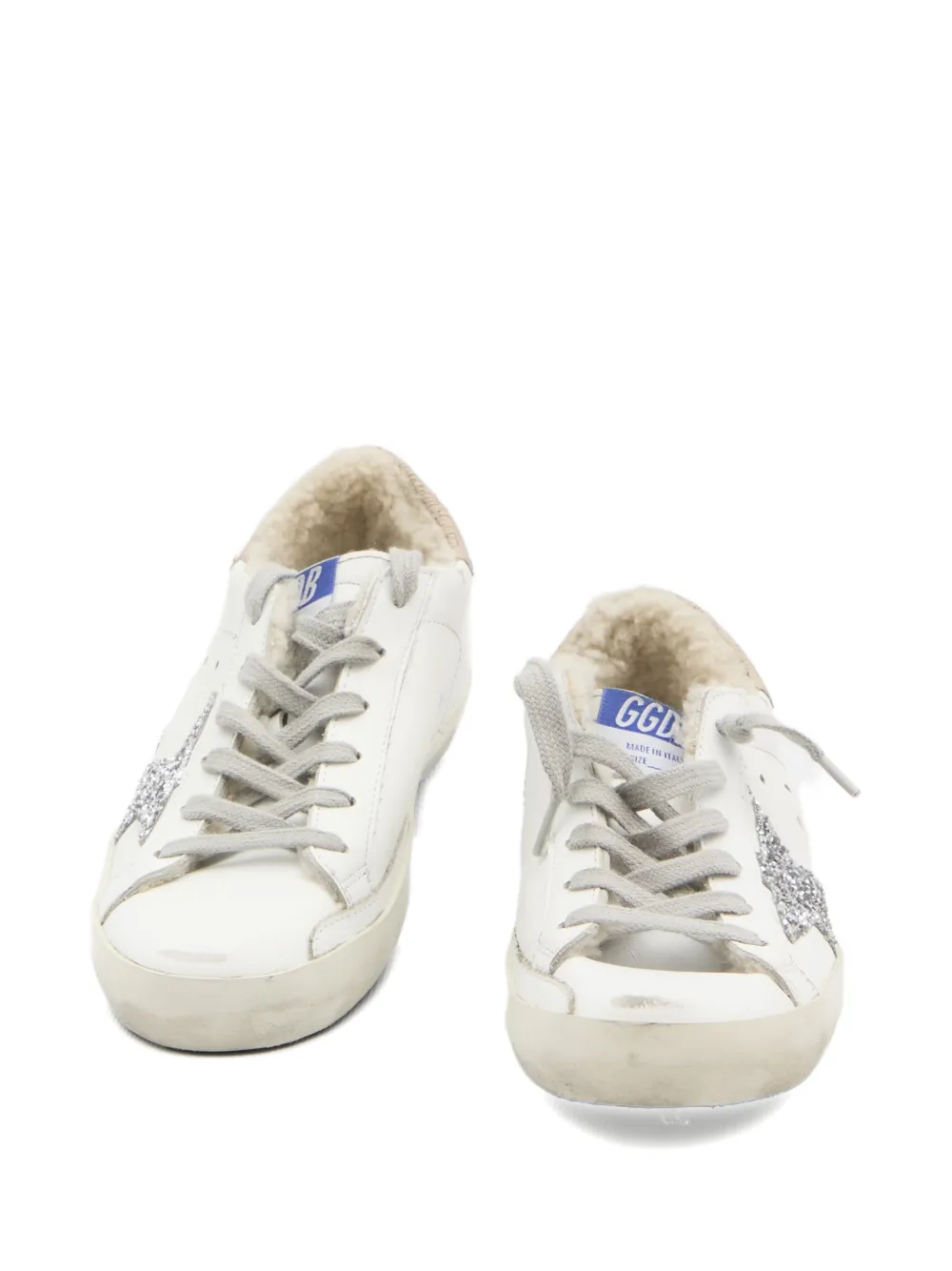 Golden Goose Super-star Glittered-star Shearling-lining Sneakers In Multi