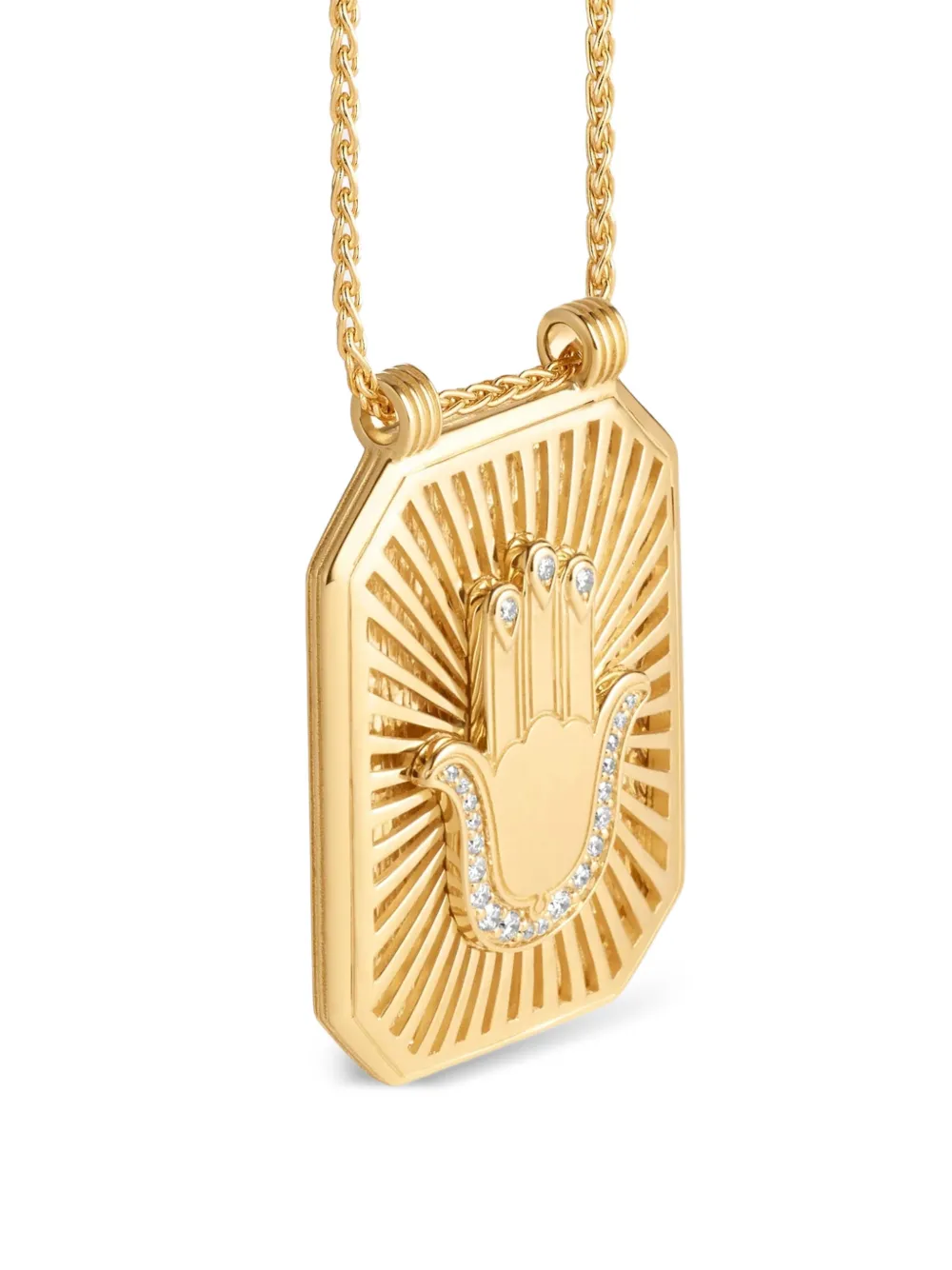 Marie Lichtenberg Hand Diamond Scapular Necklace in Gold, view 3