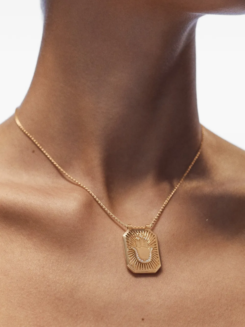 Marie Lichtenberg Hand Diamond Scapular Necklace in Gold, view 4