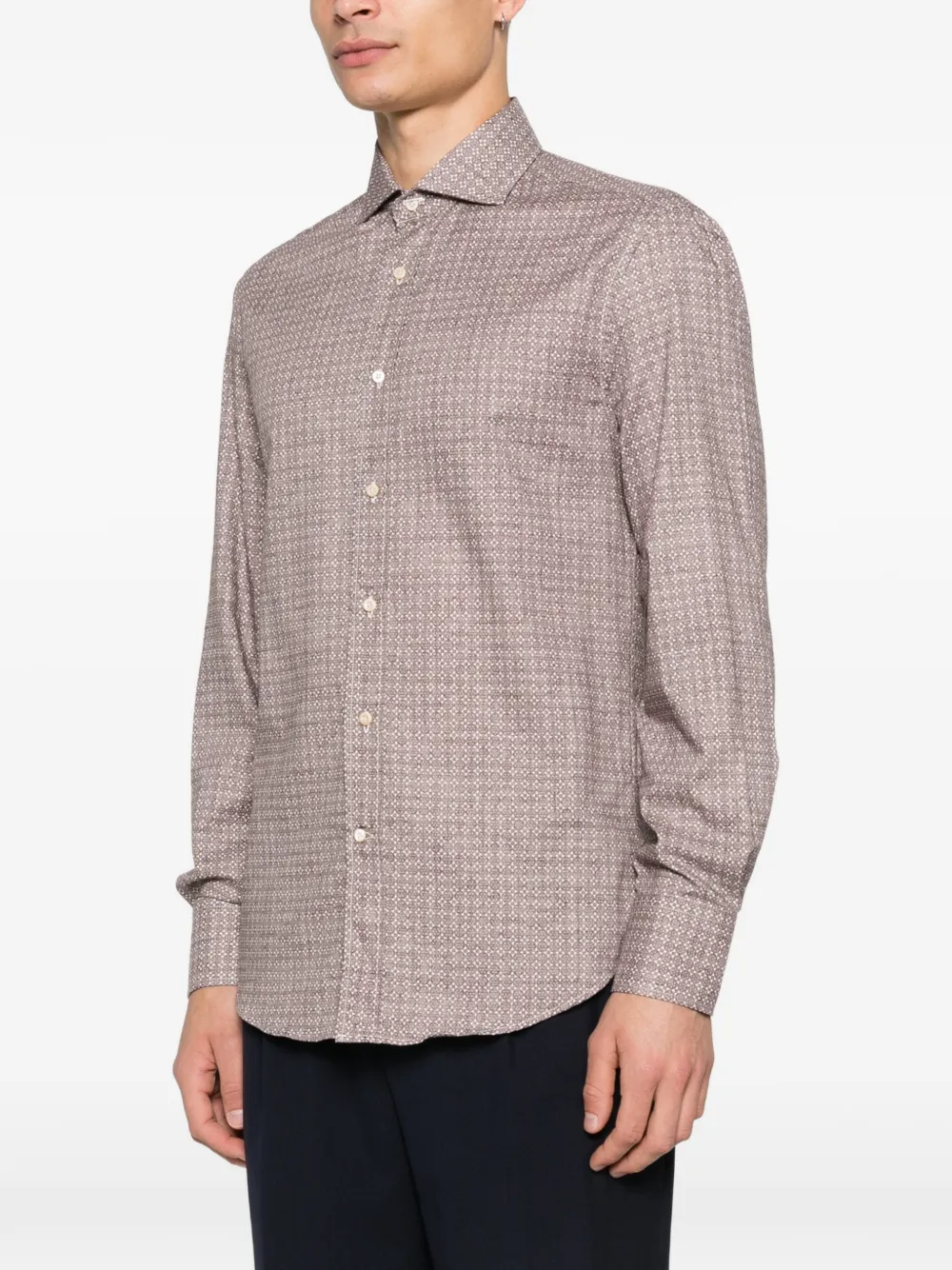  Brunello Cucinelli Patterned Shirt - Brown 
