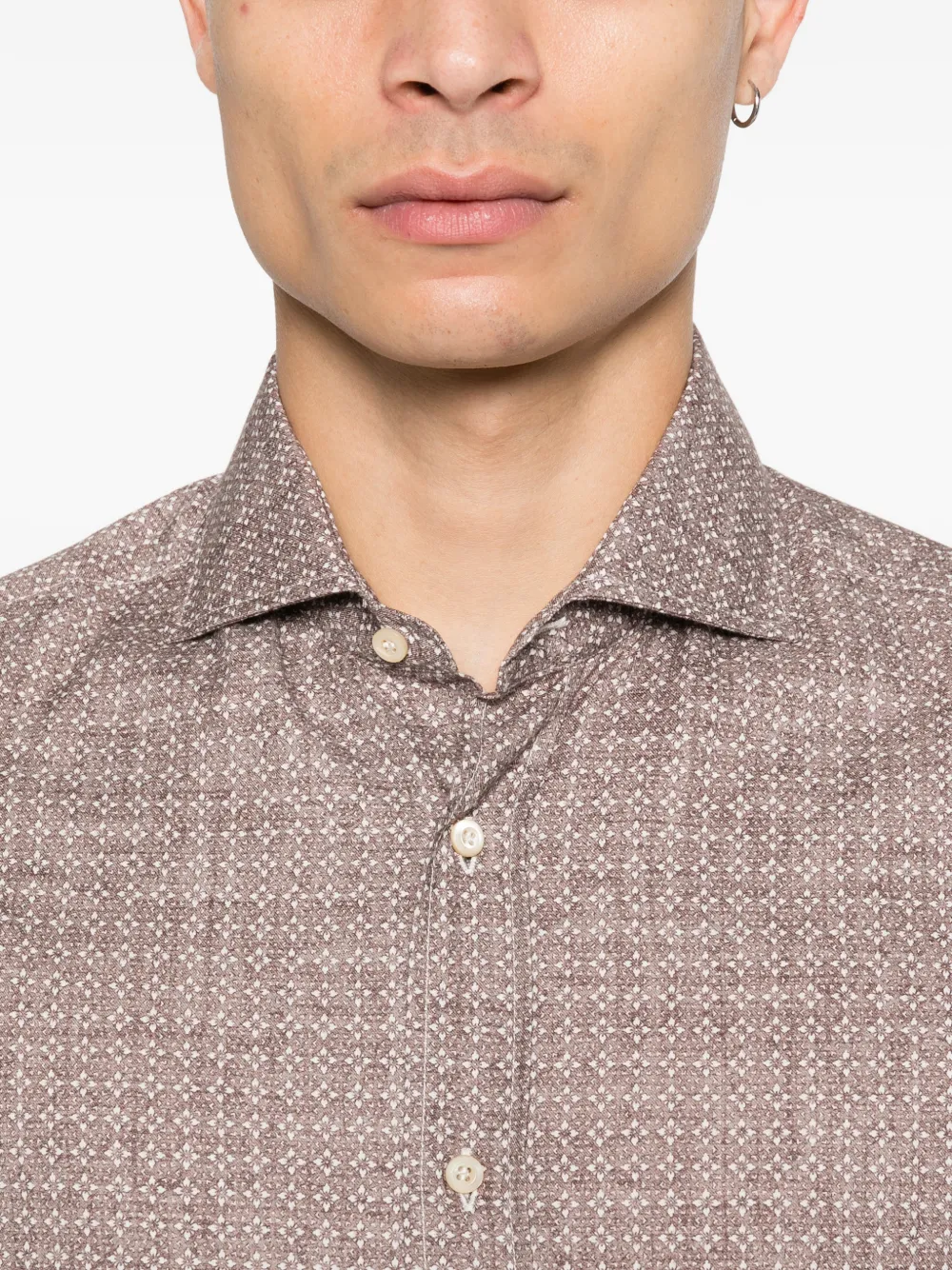 Brunello Cucinelli Overhemd met patroon Bruin