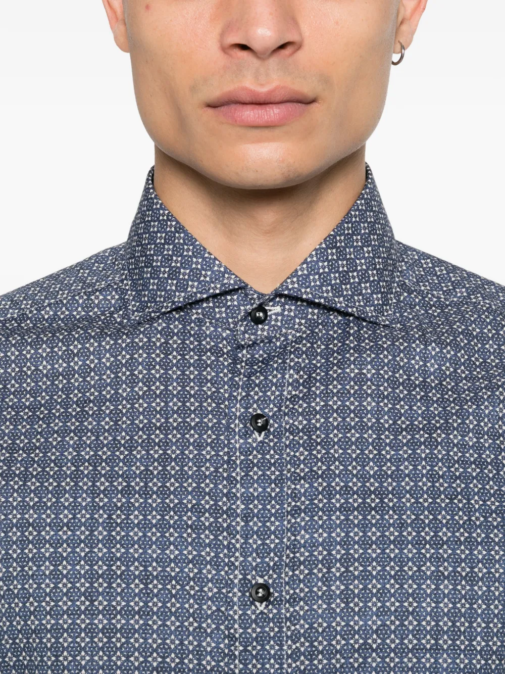 Brunello Cucinelli Overhemd met geometrisch patroon Blauw