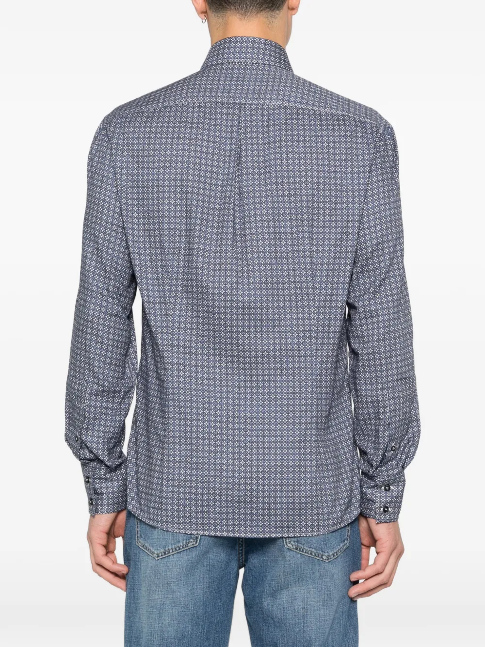 Brunello Cucinelli Overhemd met geometrisch patroon Blauw