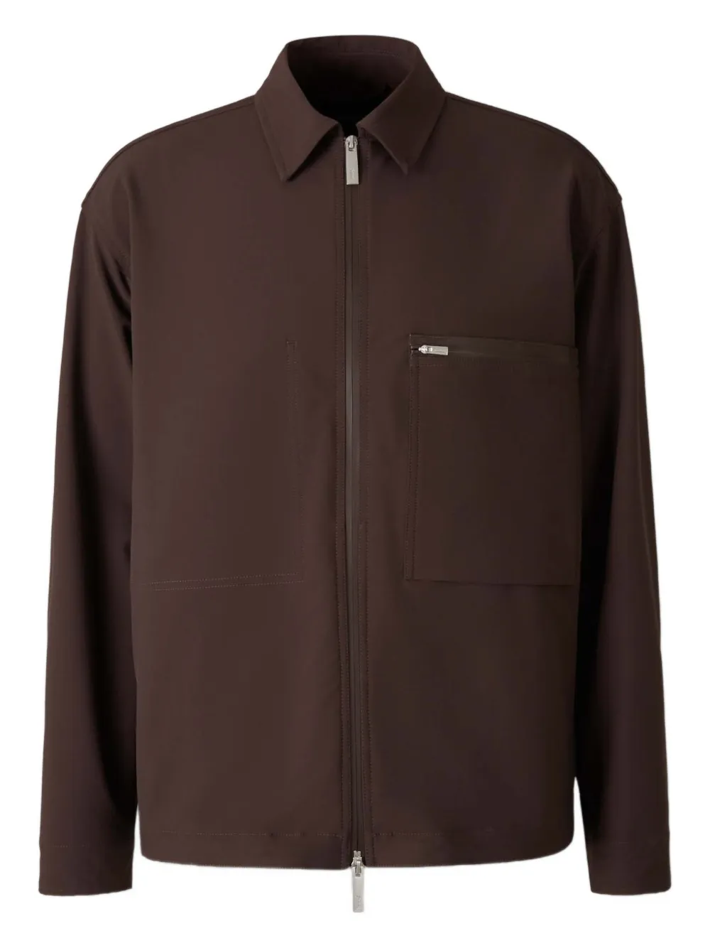 Laminar high collar long coat | Brown | Image 1