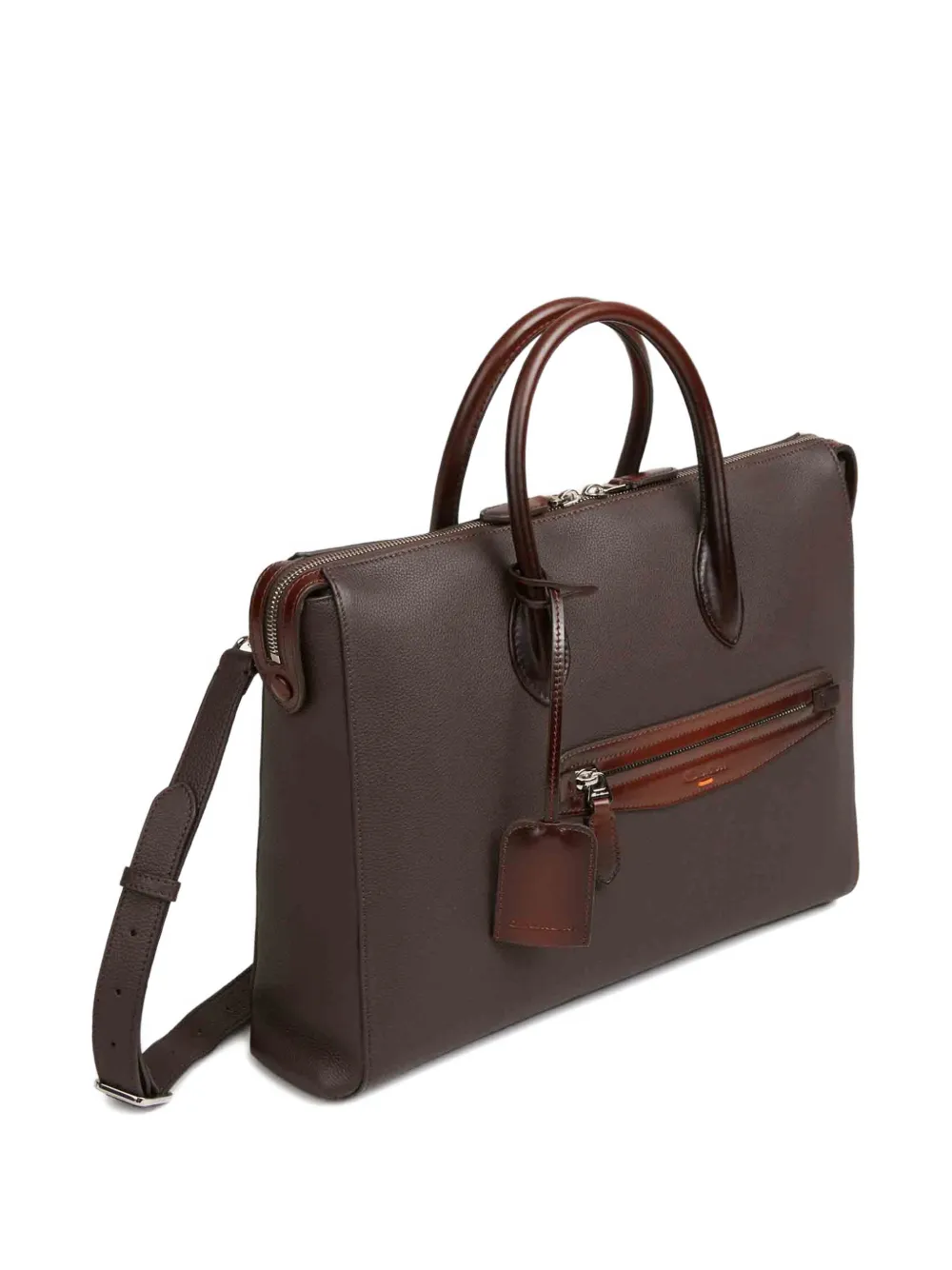 Santoni Leather Document Holder In Brown