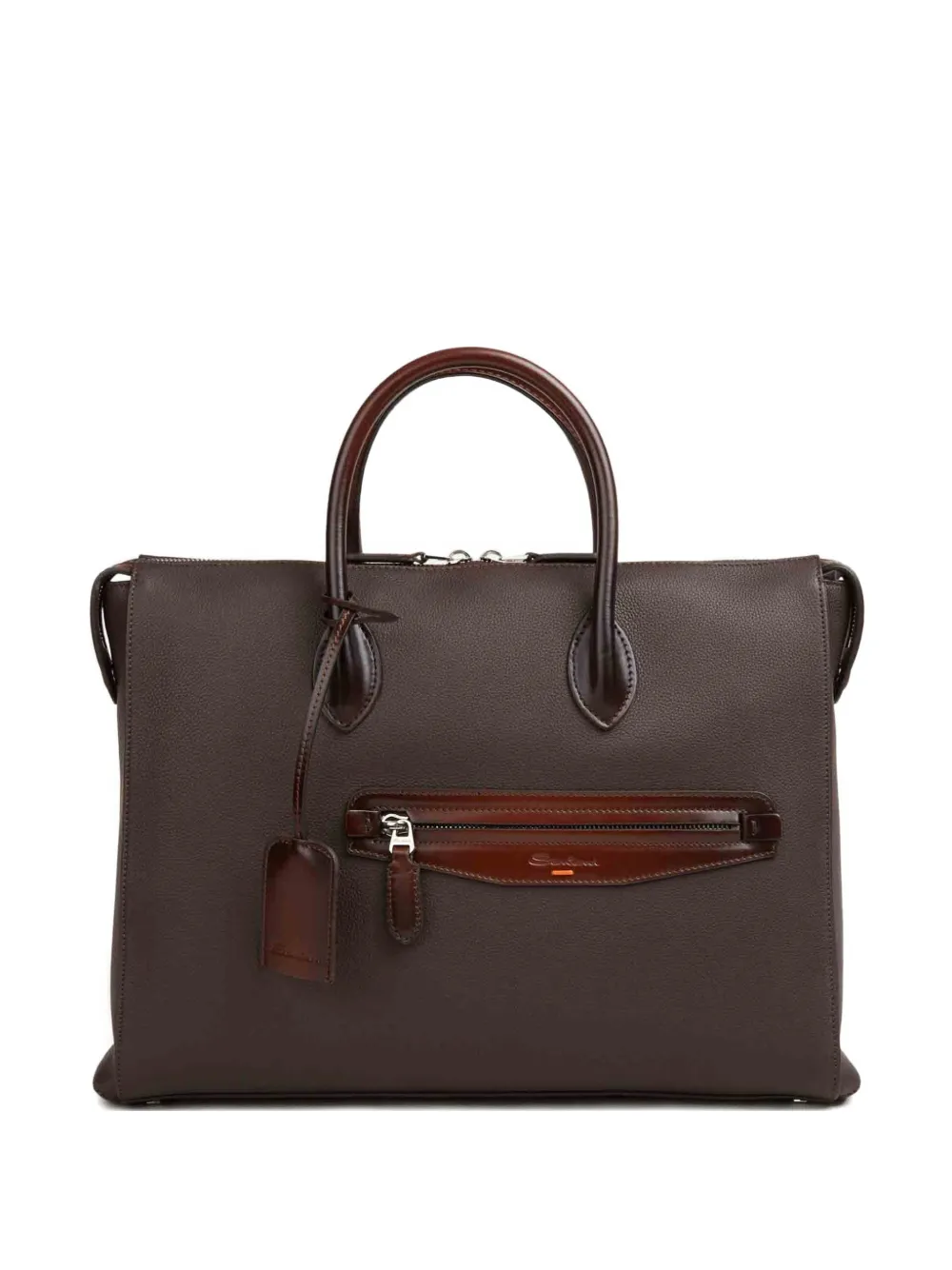 Santoni grained-leather briefcase | Brown | Image 1