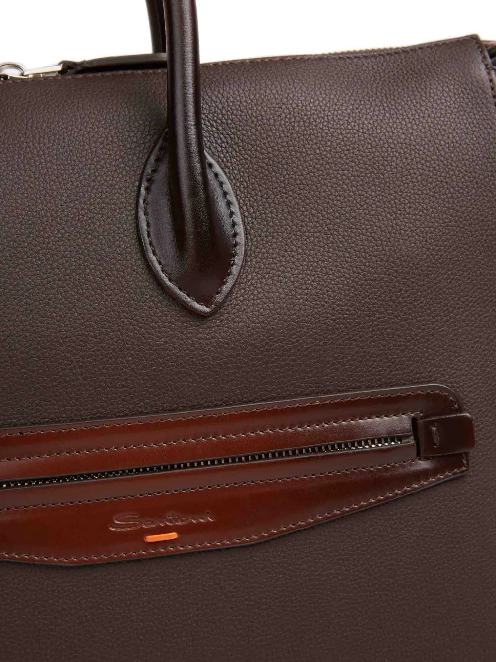 Santoni Leather Document Holder In Brown