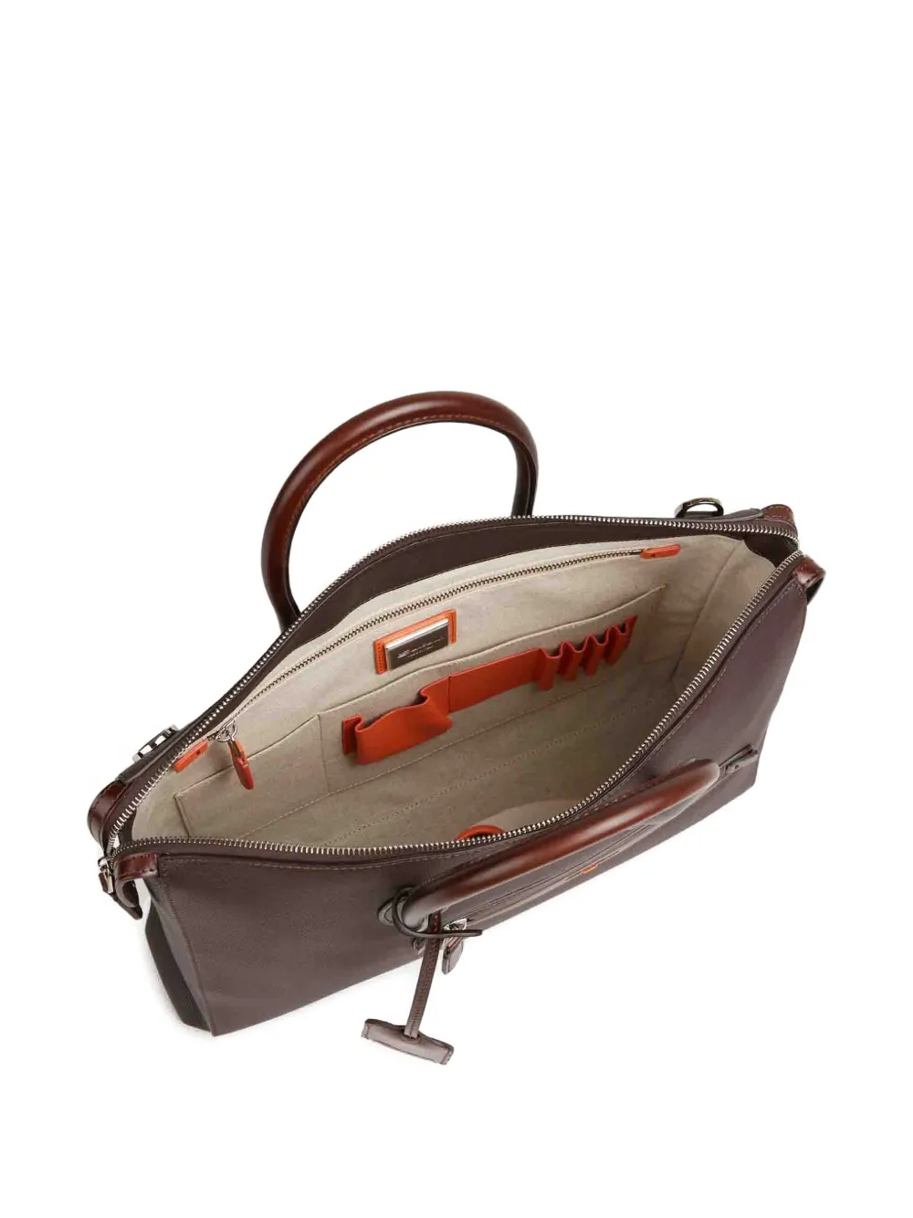Santoni Leather Document Holder In Brown