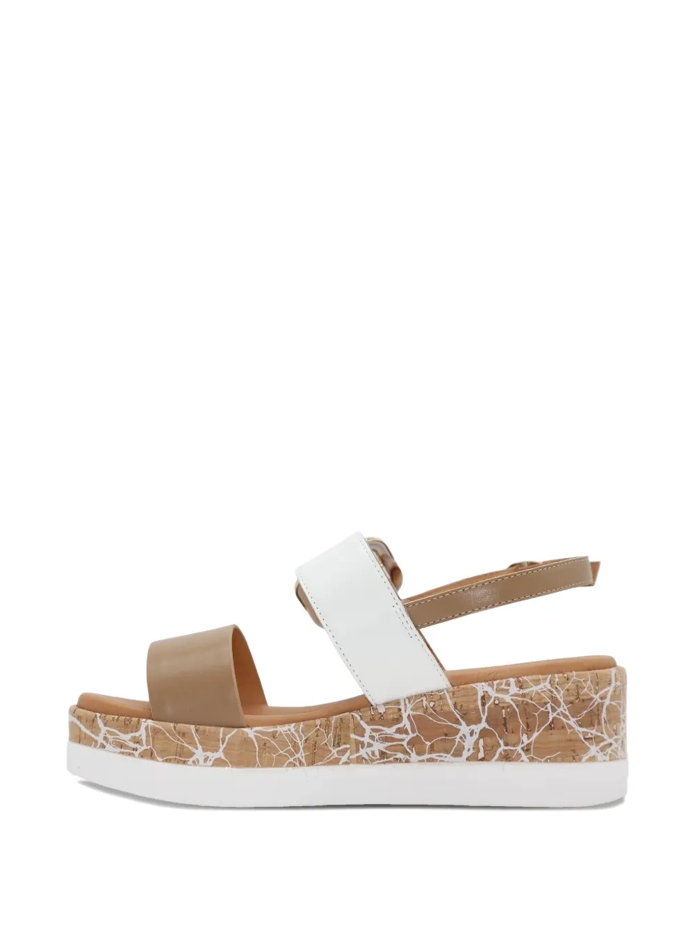 Ron White Sandalen met sleehak van kurk Beige