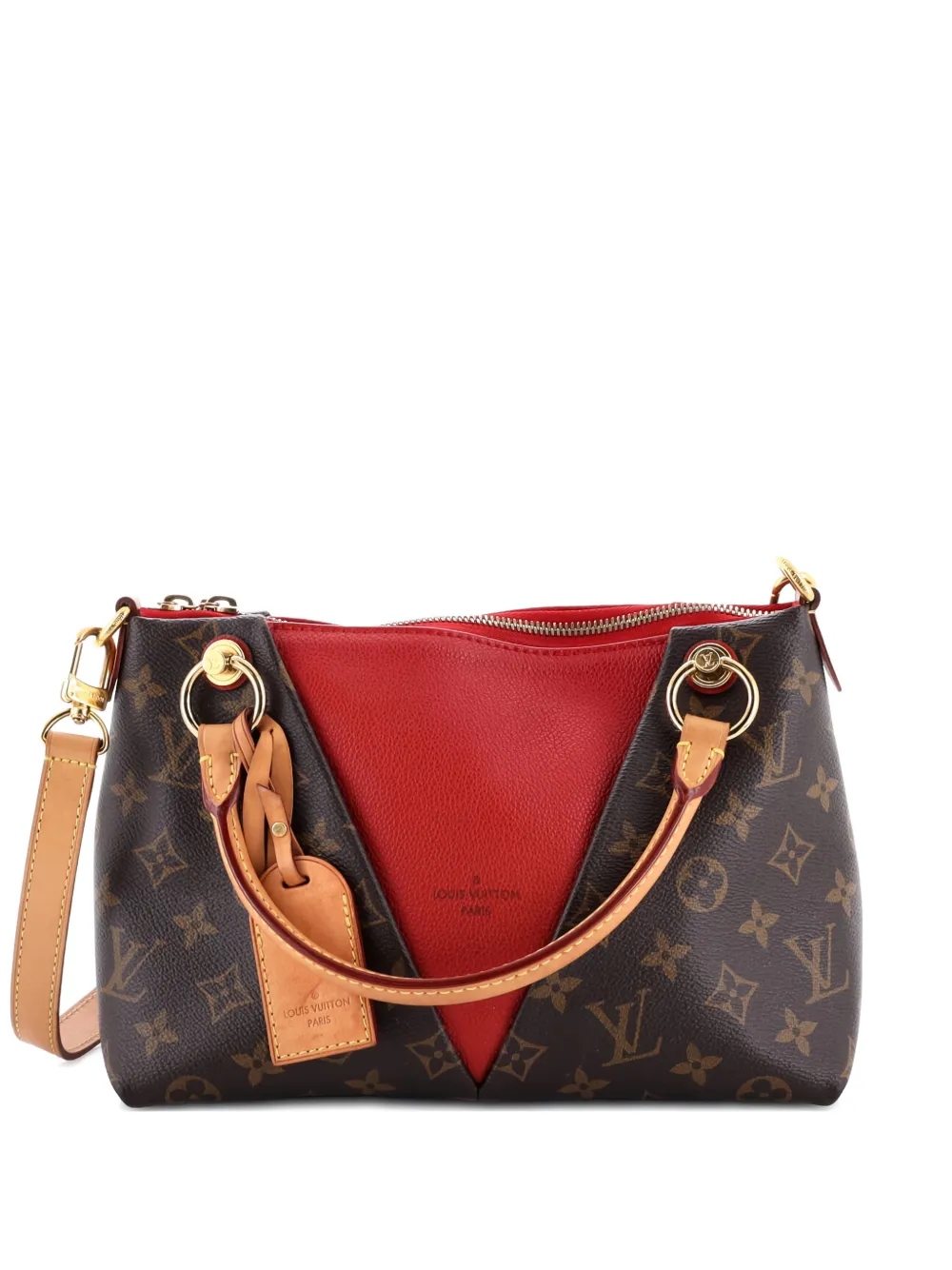 Pre-owned Louis Vuitton V Monogram Canvas And Leather Bb Tote Bag In Brown