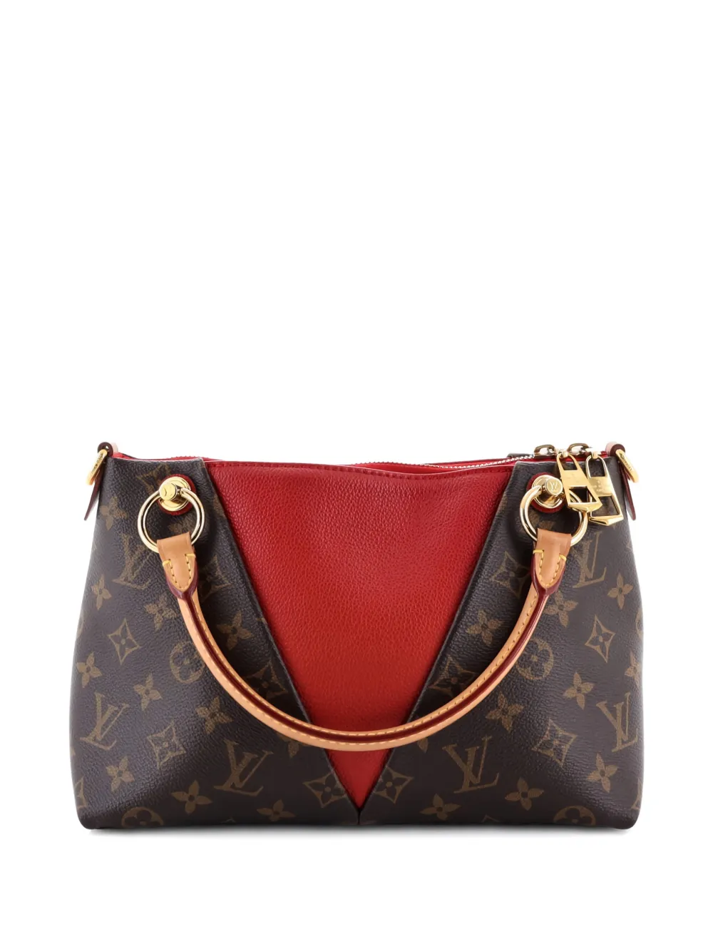 Pre-owned Louis Vuitton V Monogram Canvas And Leather Bb Tote Bag In Brown