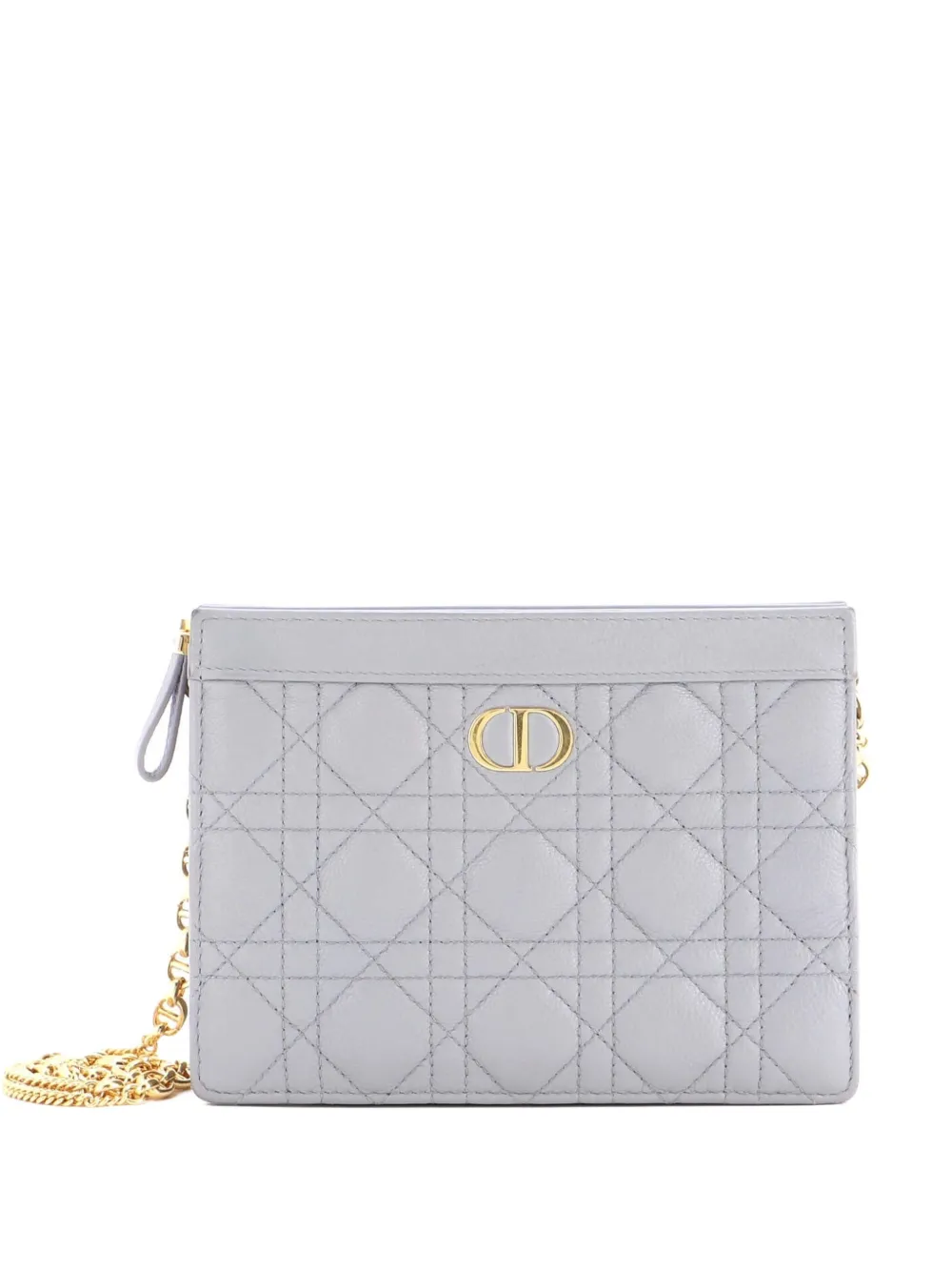 Christian Dior Pre-Owned Caro Clutch with Chain Cannage Quilt Calfskin Small crossbody bag - Grau