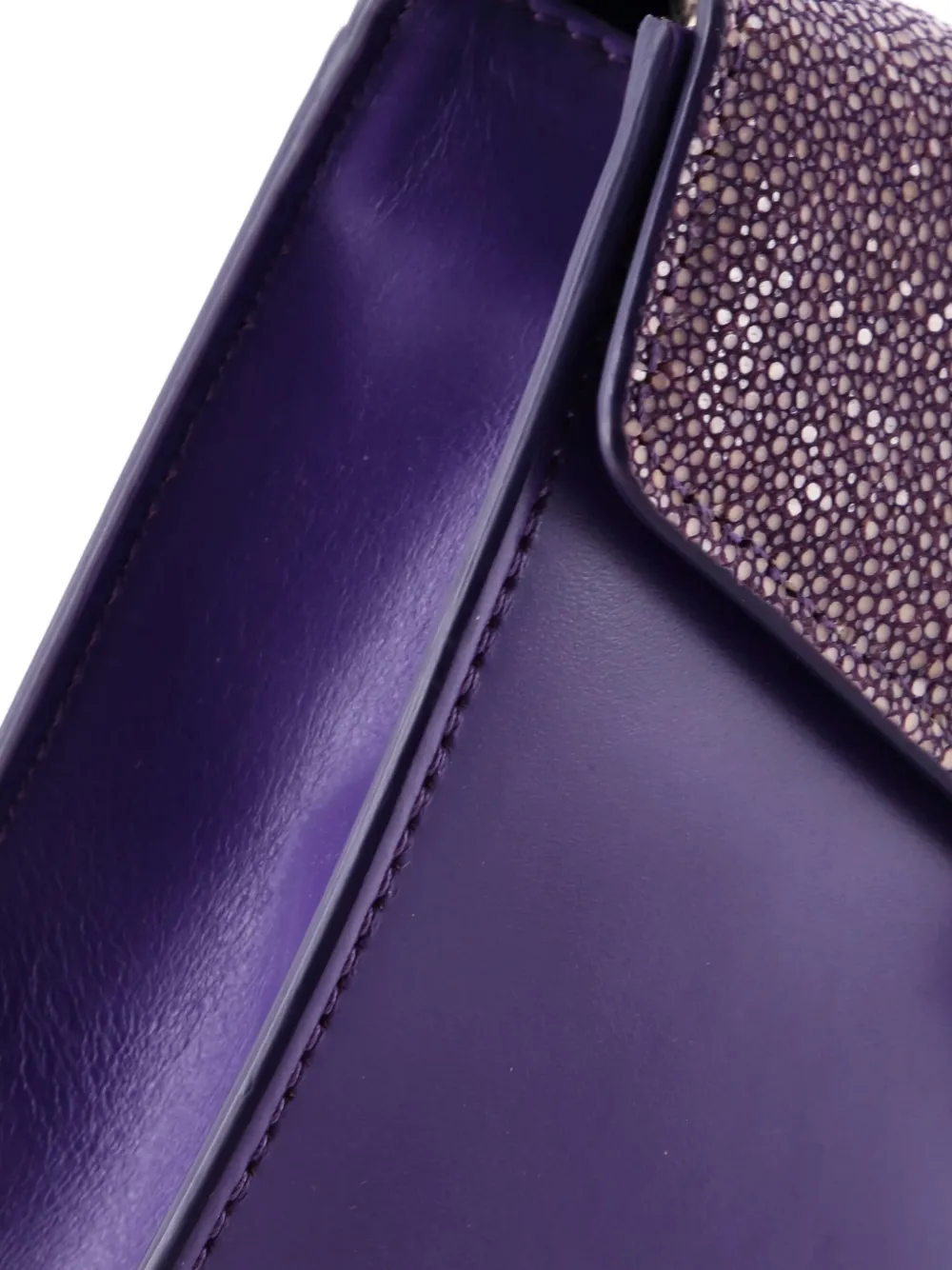 Pre-owned Bvlgari Serpenti Forever Square Leather And Stingray Small Shoulder Bag In Purple