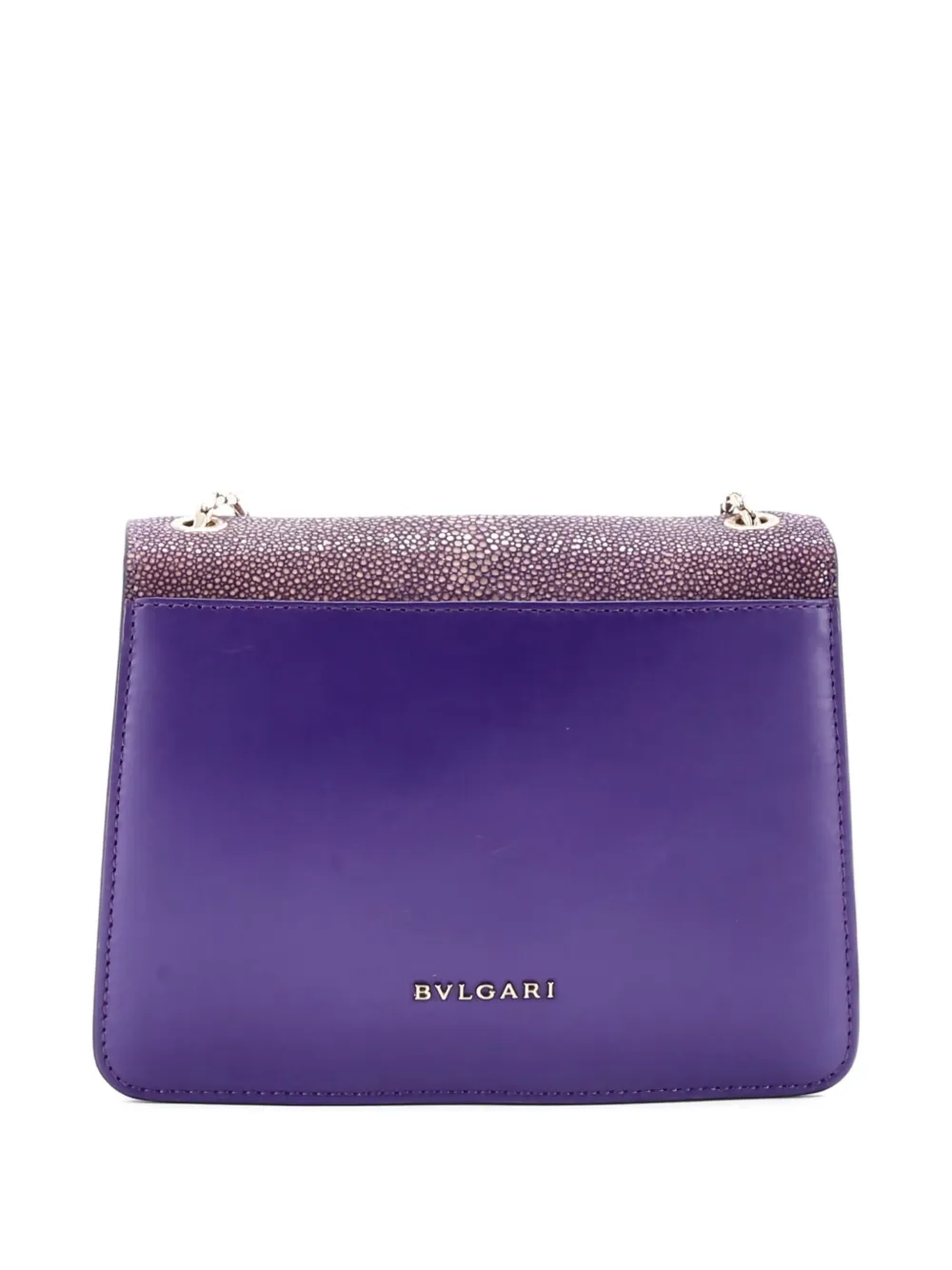 Pre-owned Bvlgari Serpenti Forever Square Leather And Stingray Small Shoulder Bag In Purple