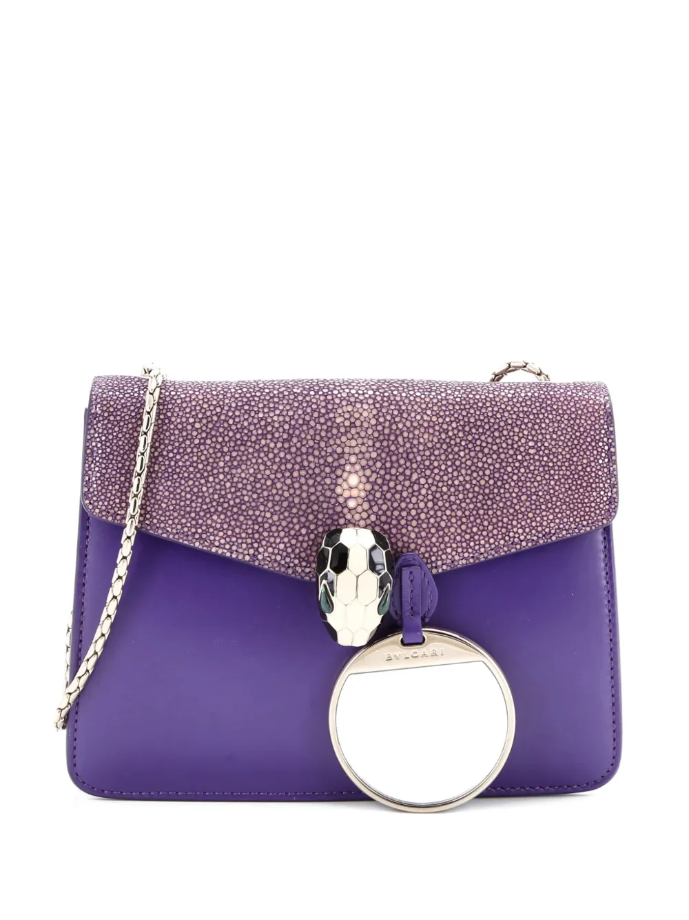 Bvlgari Pre-Owned Serpenti Forever Square Leather and Stingray Small shoulder bag - Viola