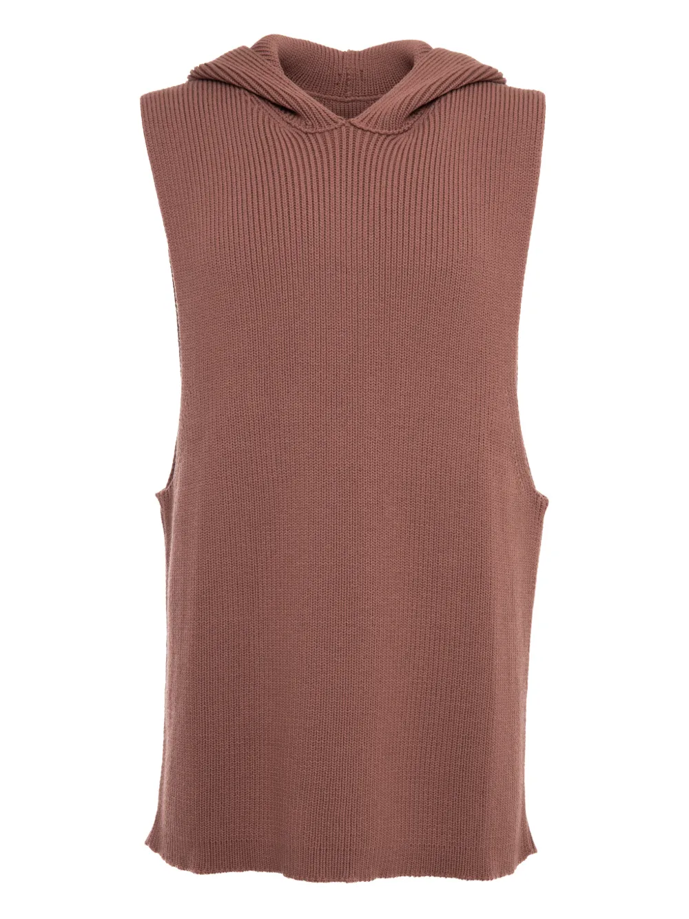 Rick Owens sudadera de canalé sin mangas con capucha | marrón | Image 1