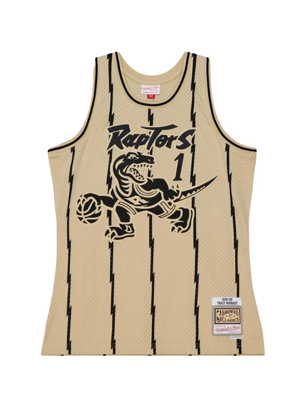 Mitchell & Ness x NBA Raptors 1998 "Tracy McGrady" gestreepte tanktop Beige