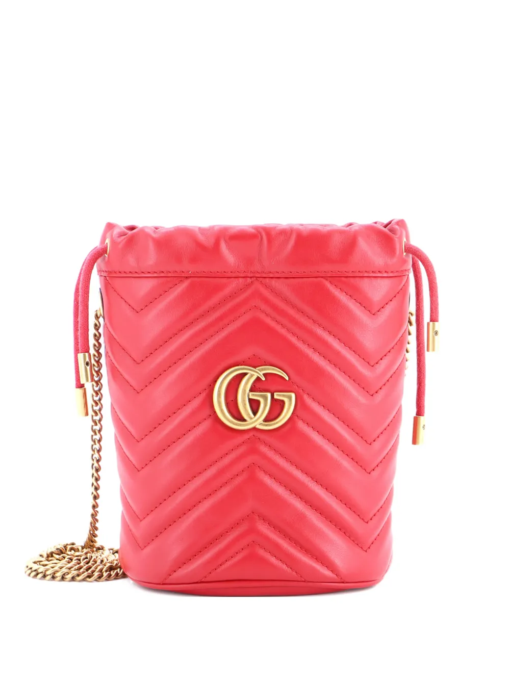 Gucci Pre-Owned GG Marmont Matelasse Leather Mini bucket bag - Rosso