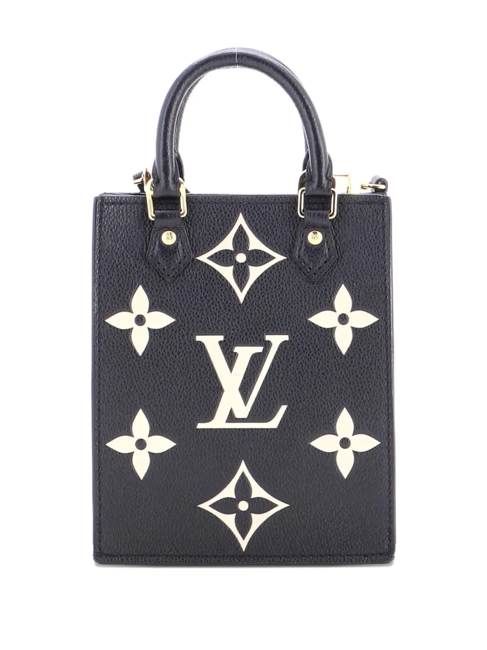 LOUIS VUITTON Pre-owned Petit Sac Plat Bag Bicolor Monogram Empreinte Giant Crossbody Bag In Black