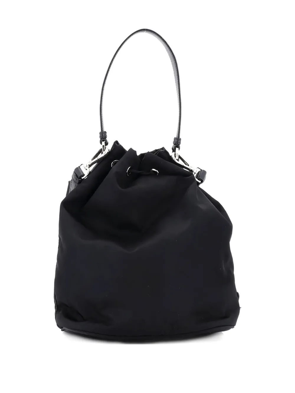 Prada Pre-Owned Drawstring Embellished Tessuto Small bucket bag | Black | Image 1