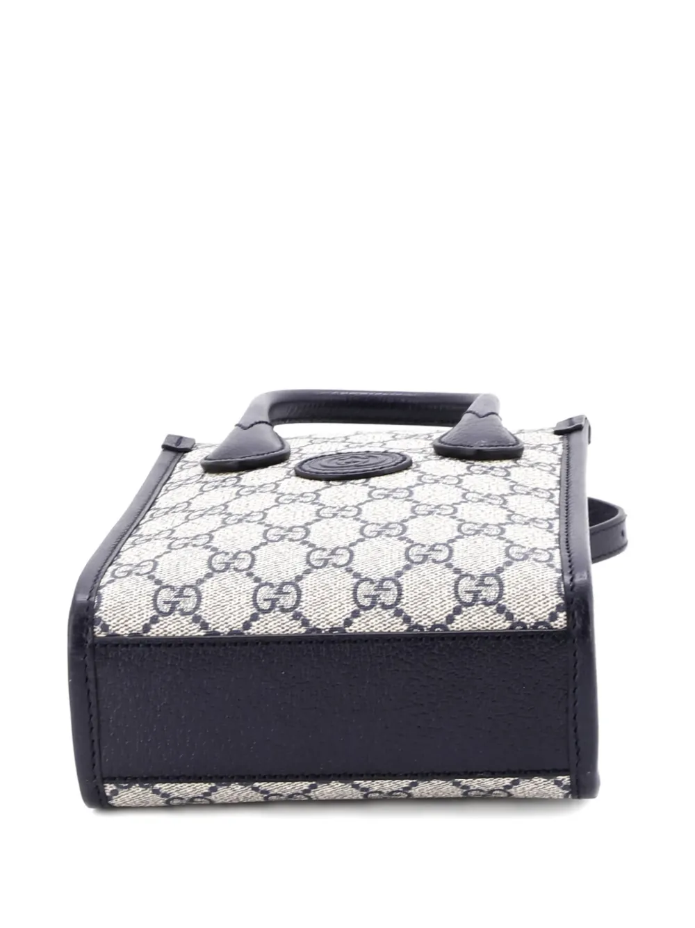 Pre-owned Gucci Interlocking G Patch Tote Gg Coated Canvas Mini Satchel In Blue