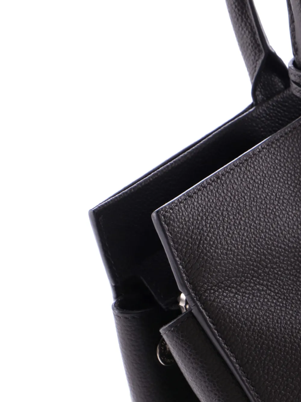 Pre-owned Saint Laurent Rive Gauche Cabas Leather Medium Tote Bag In Gray