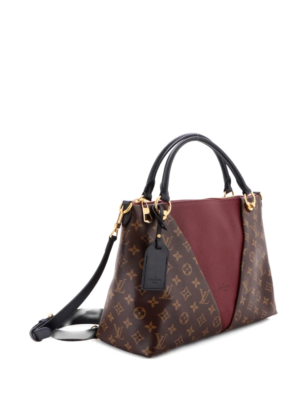 LOUIS VUITTON Pre-owned V Tote Monogram Canvas And Leather Mm Shoulder Bag In Brown