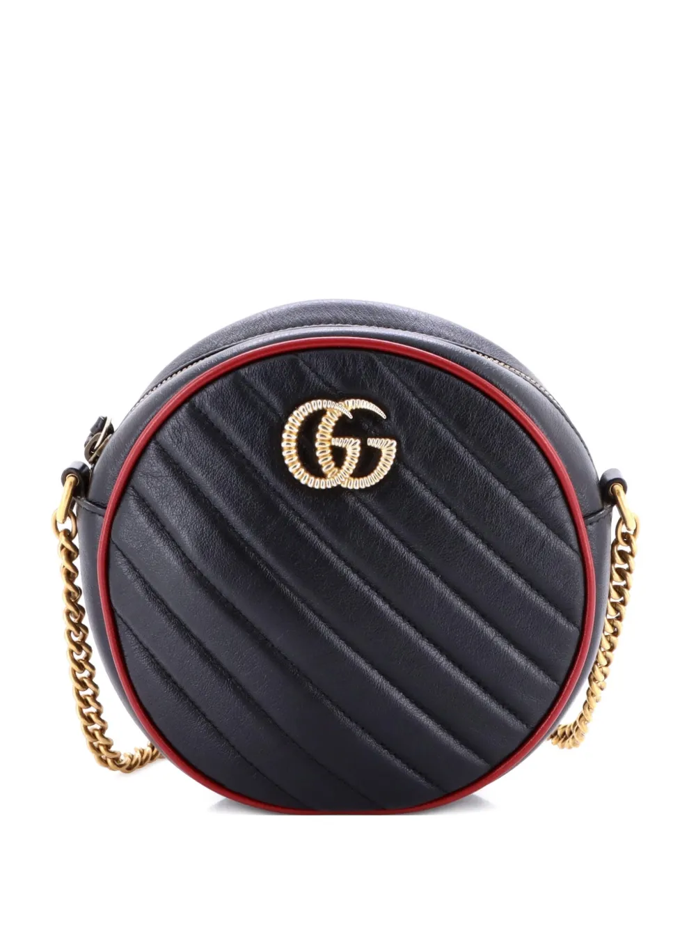 Gucci Pre-Owned Borsa a tracolla GG Marmont mini tonda in pelle matelassé - Nero