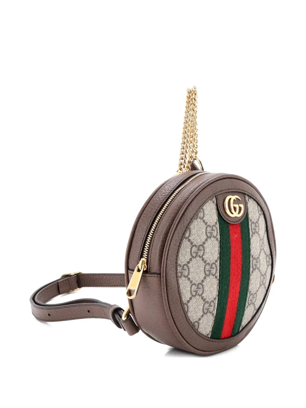 Pre-owned Gucci Ophidia Round Gg Coated Canvas Mini Backpack In Brown