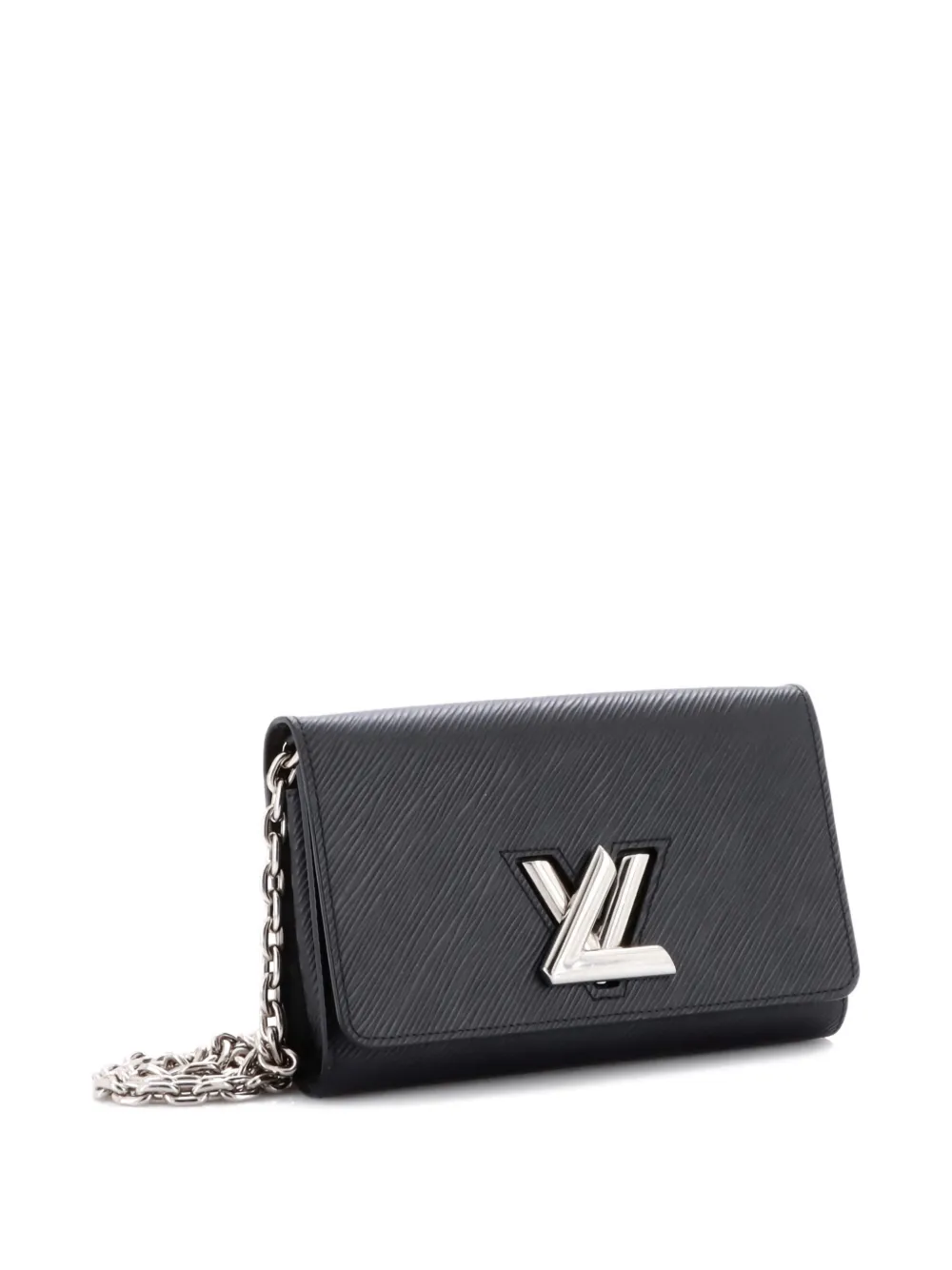 Pre-owned Louis Vuitton Twist Chain Wallet Epi Leather Crossbody Bag In Black