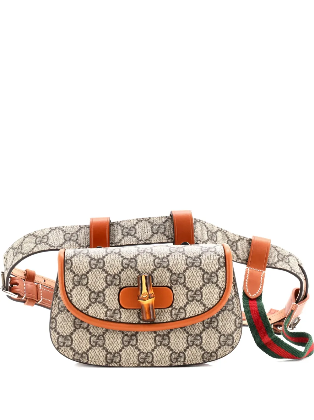 Gucci Pre-Owned Bamboo 1947 GG Coated Canvas Mini belt bag - Marrone