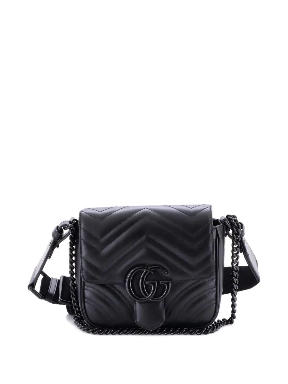 Gucci Pre-Owned GG Marmont Convertible Flap Shoulder Bag Matelasse Leather Mini crossbody bag - Nero