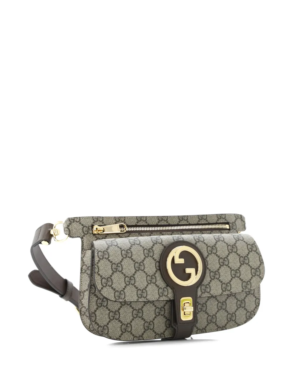 GUCCI Pre-owned Blondie Flap Pocket Gg Coated Canvas Belt Bag In Brown