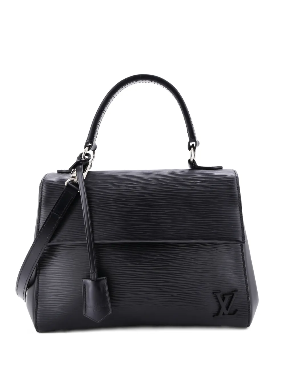 Pre-owned Louis Vuitton Cluny Top Handle Bag Epi Leather Bb Satchel In Black
