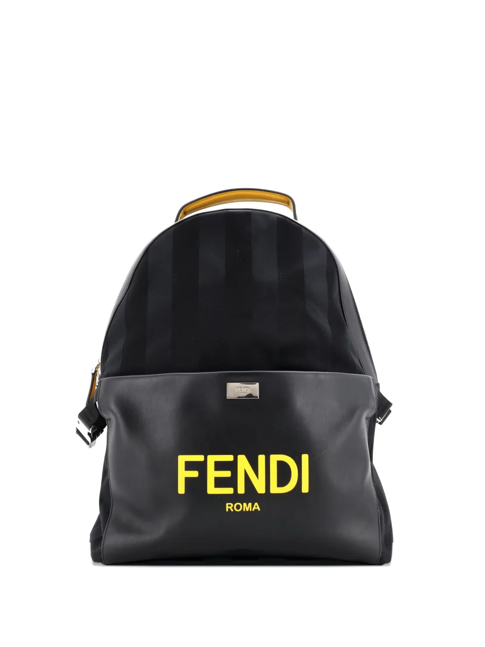 Pre-owned Fendi Essential Pequin Nylon And Leather Backpack In Black