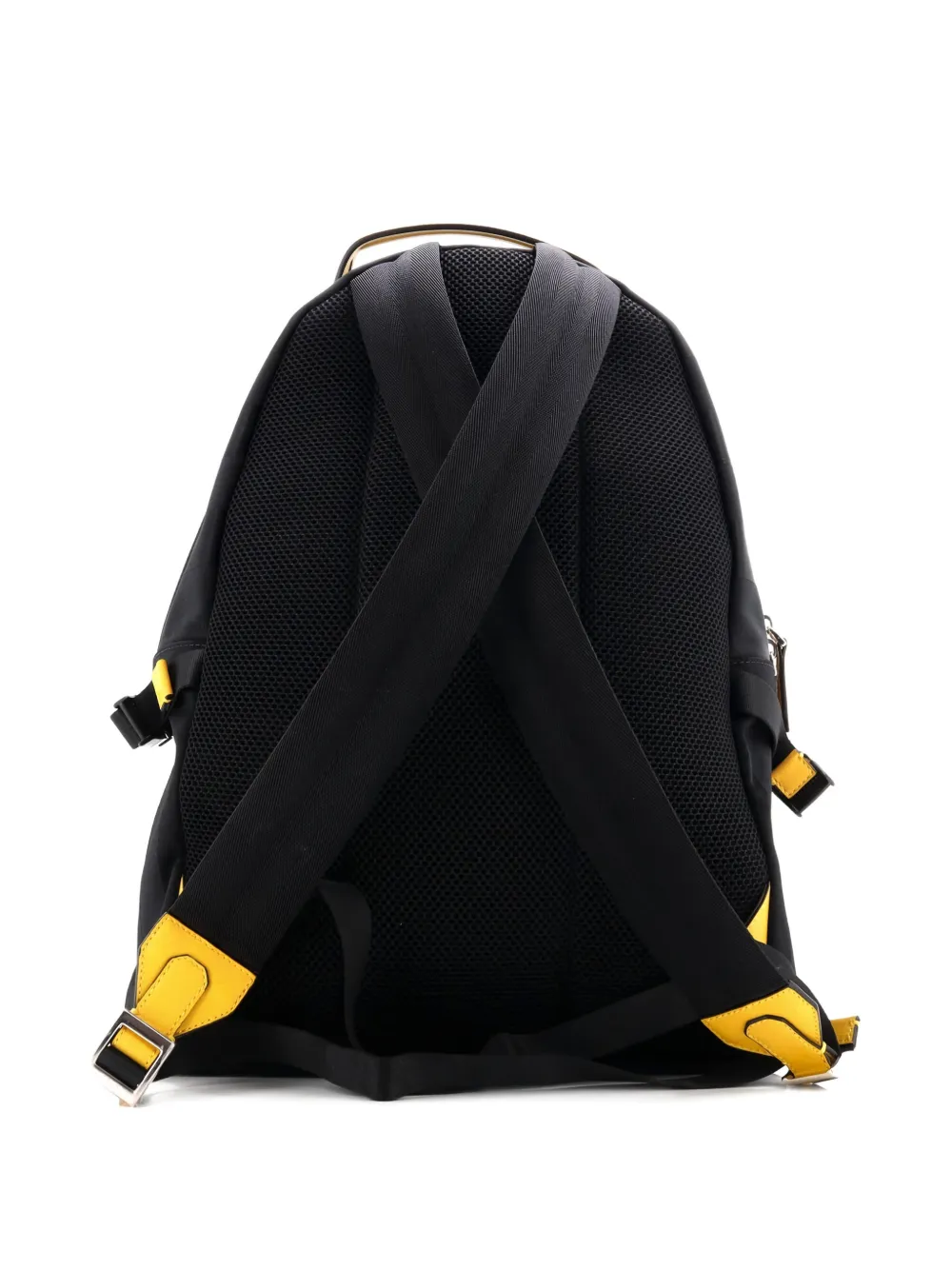 Pre-owned Fendi Essential Pequin Nylon And Leather Backpack In Black