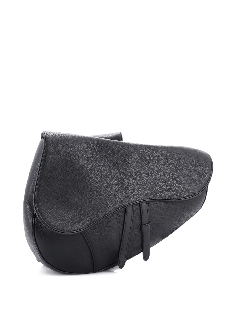 DIOR Pre-owned Saddle Leather Maxi Crossbody Bag In Black