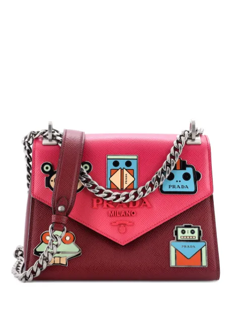 Prada Pre-Owned Robot Patches Envelope Flap Chain Saffiano Leather Small shoulder bag