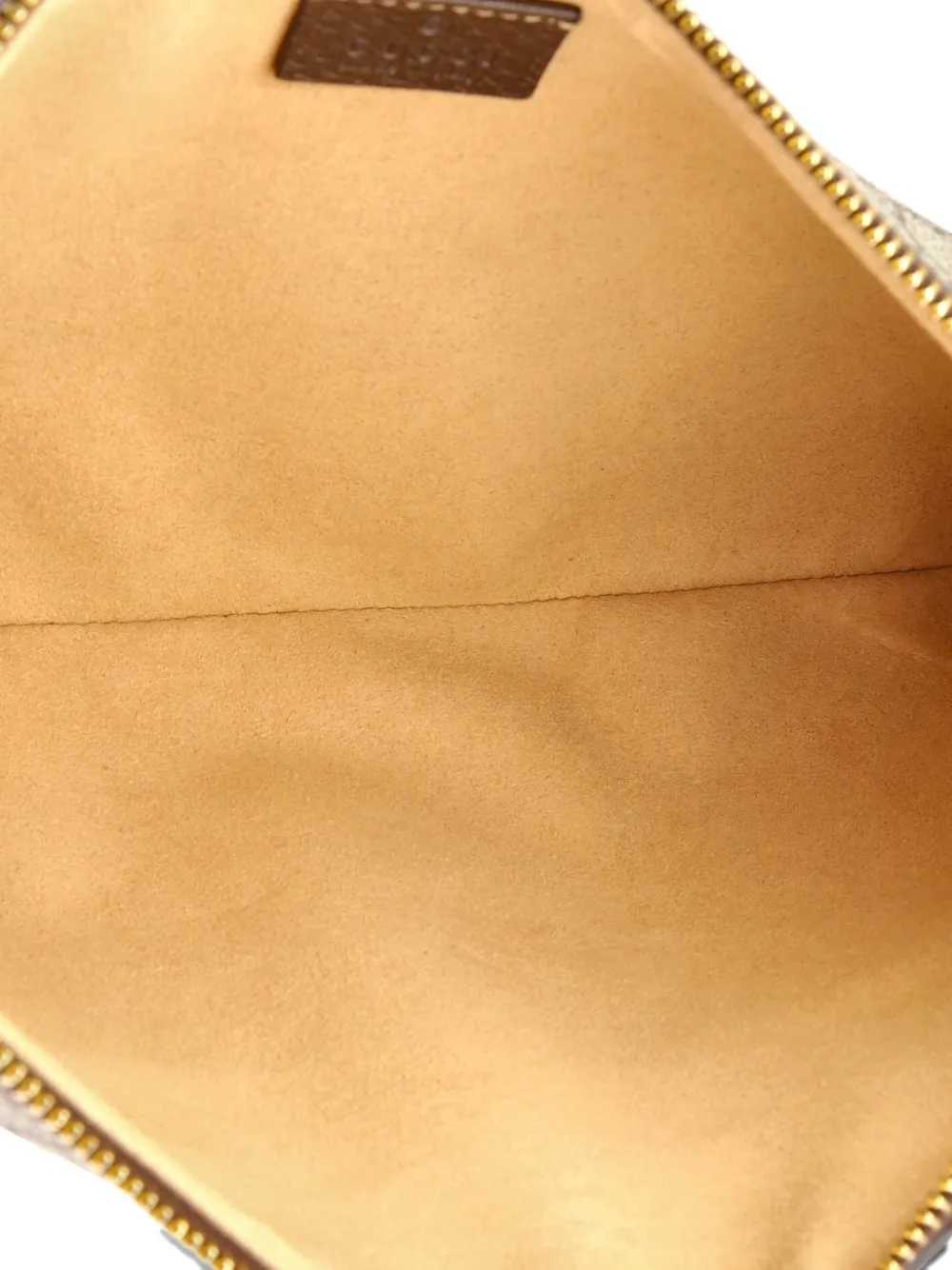 GUCCI Pre-owned Ophidia Zip Pouch Gg Coated Canvas Large Clutch Bag In Brown