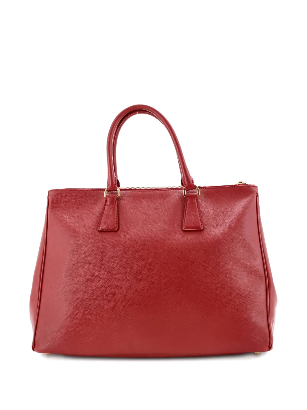 Pre-owned Prada Double Zip Lux Saffiano Leather Large Tote Bag In Red