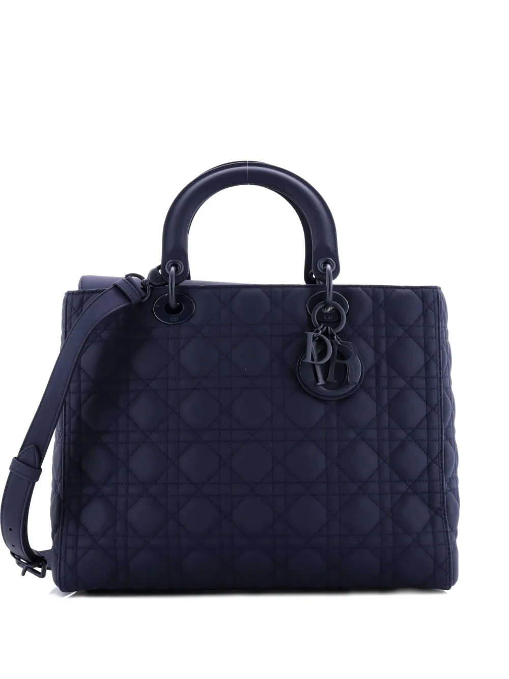 Pre-owned Dior Ultra Matte Lady  Bag Cannage Quilt Calfskin Large Satchel In Blue