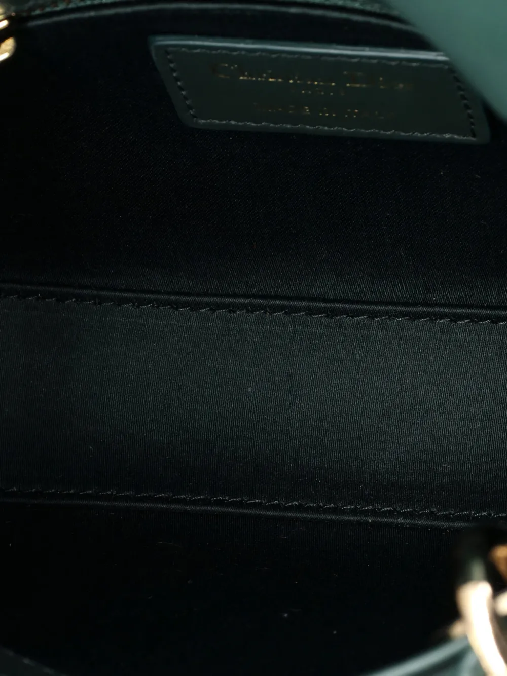 DIOR Pre-owned Lady Chain Bag Cannage Beaded Satin With Leather Mini Shoulder Bag In Green