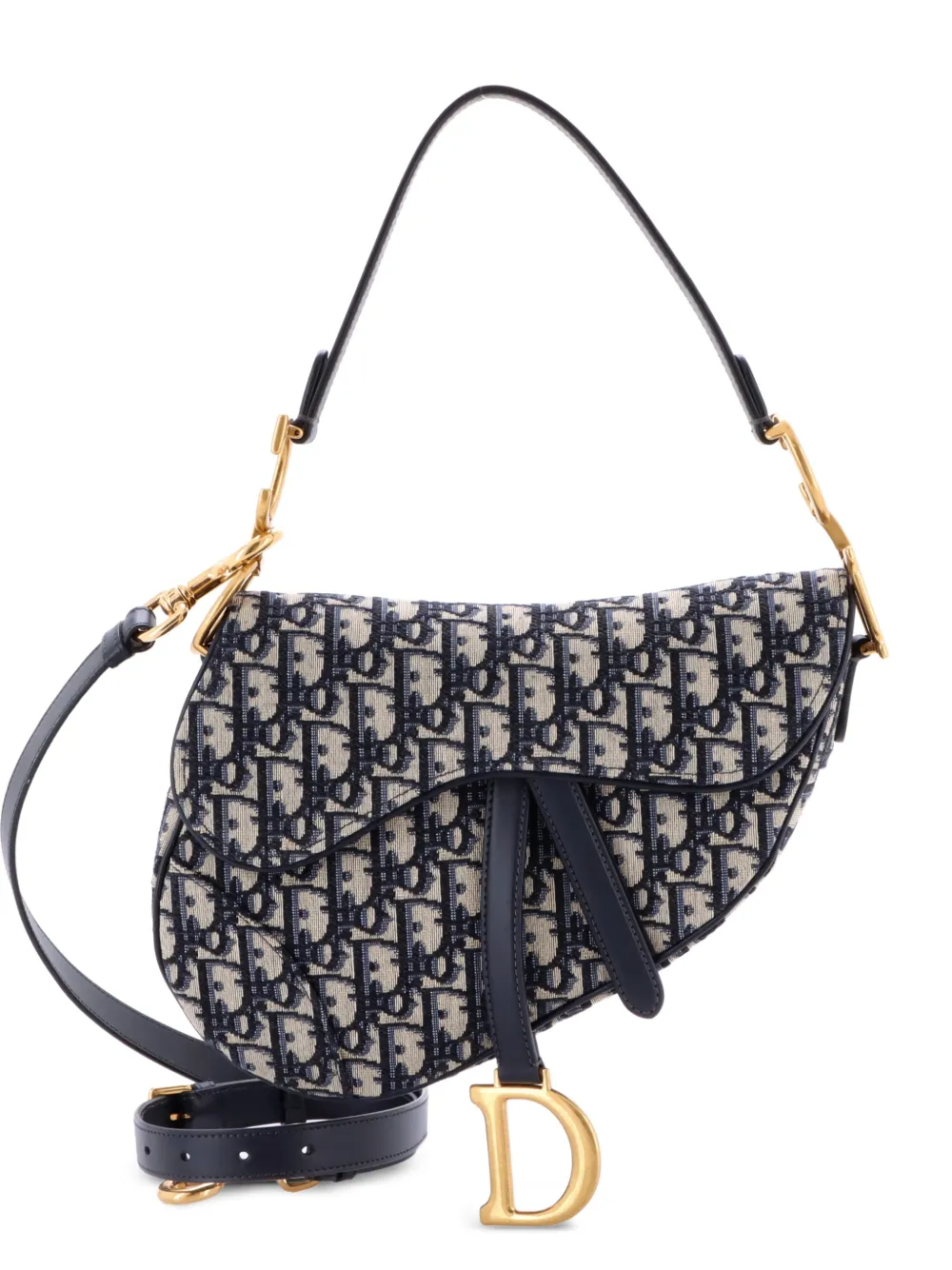 Christian Dior Pre-Owned Saddle Handbag with Strap Oblique Canvas Medium shoulder bag | Blue | Image 1