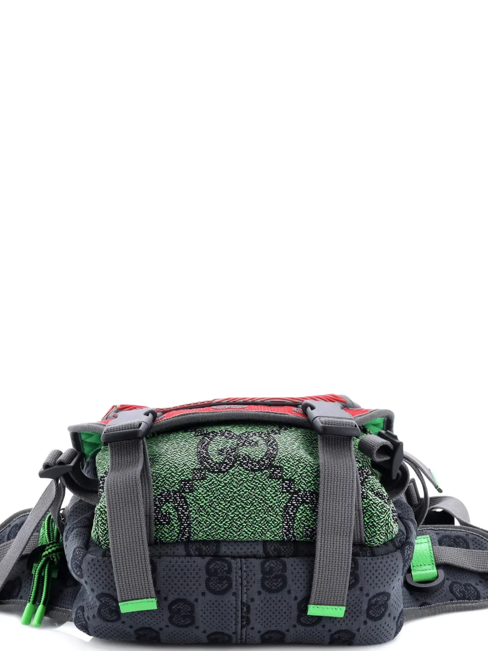 Pre-owned Gucci Buckle Flap Chest Strap Gg Fabric With Rubber Backpack In Multi