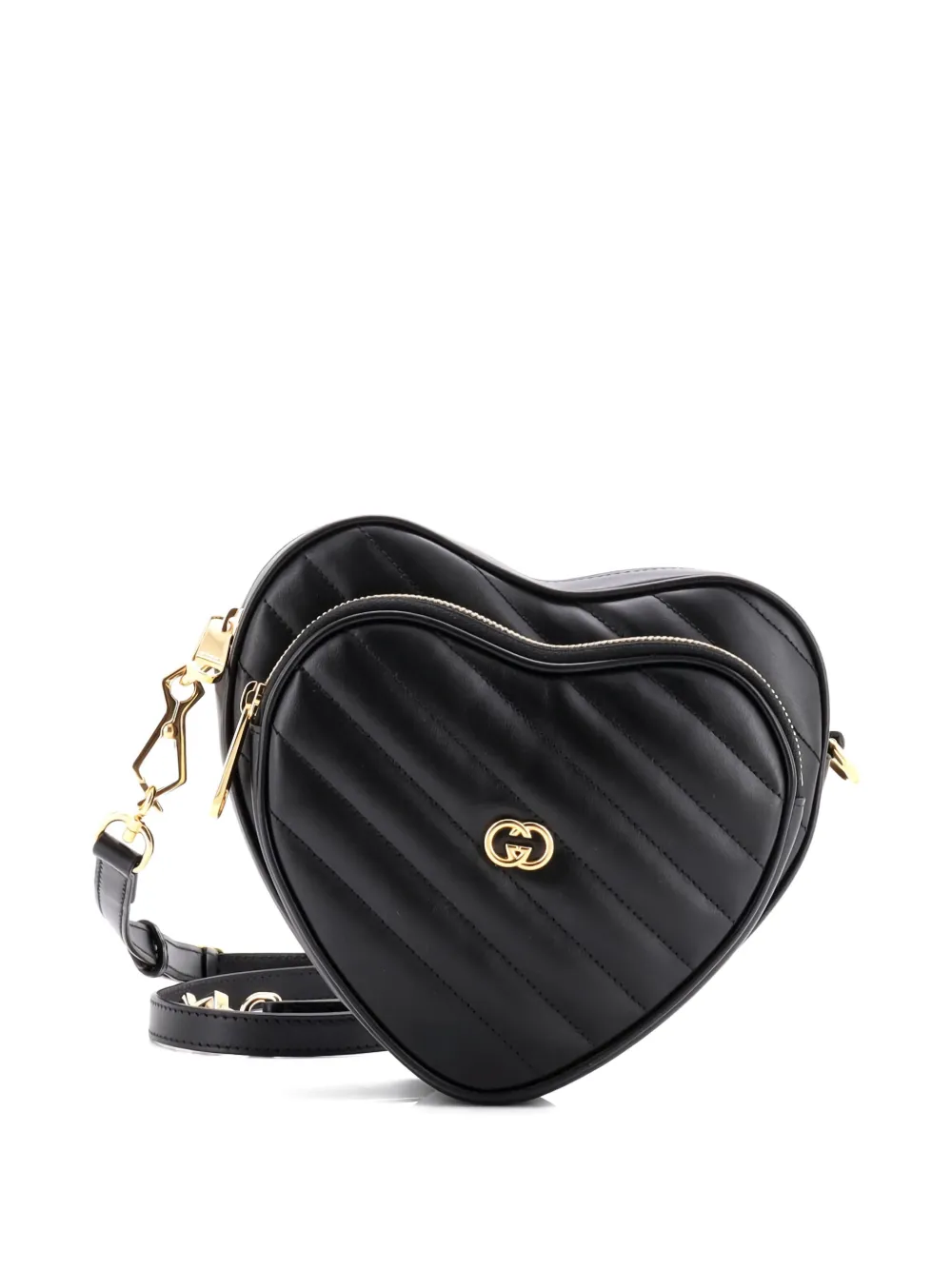 Gucci Pre-Owned Interlocking G Heart Diagonal Quilted Leather Mini shoulder bag - Nero