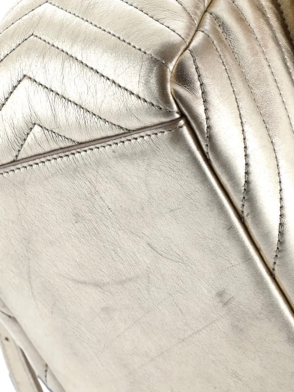 Pre-owned Saint Laurent Joe Matelasse Chevron Leather Backpack In Gold