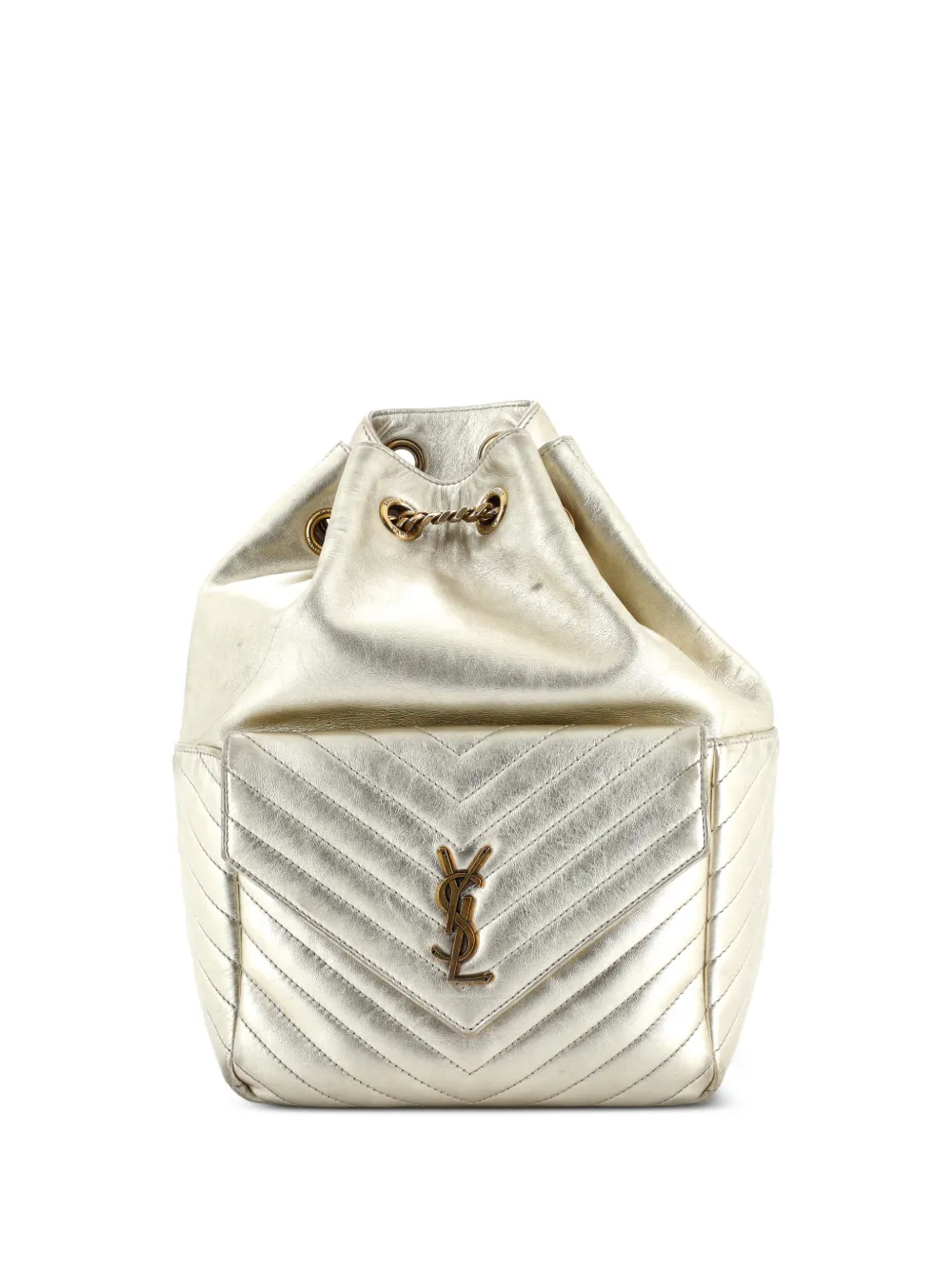 Saint Laurent Pre-Owned sac à dos Joe Matelassé à chevrons | or | Image 1