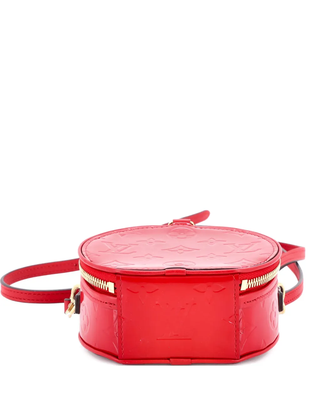 Pre-owned Louis Vuitton Mini Boite Chapeau Bag Monogram Vernis Crossbody Bag In Red