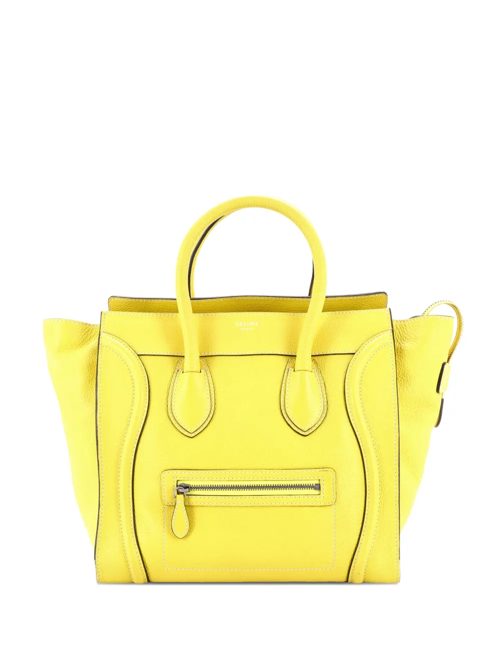 CELINE Pre-owned Luggage Bag Grainy Leather Mini Tote Bag In Yellow